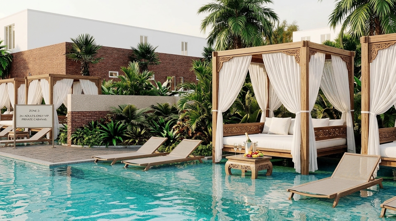 50x22m Olympic Pool & VIP Cabanas Zone